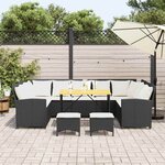 vidaXL Salon de jardin 4 Pièces avec coussins noir résine tressée