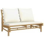 vidaXL Salon de jardin 5 Pièces avec coussins blanc crème bambou