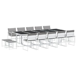 vidaXL Ensemble à manger de jardin avec coussins 15Pièces blanc textilène