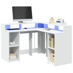 vidaXL Bureau avec lumières LED blanc 130x130x91 cm bois d'ingénierie