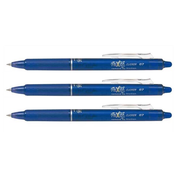 Stylo roller rétractable Frixion Ball Clicker 0 50 mm Bleu x 3 PILOT