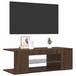 vidaXL Meuble TV avec lumières LED Chêne marron 90x39x30 cm