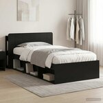 vidaXL Cadre de lit avec rangement Noir 75 x 190 cm Bois d'ingénierie