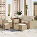vidaXL Ensemble de canapé de jardin 8 Pièces Beige polyrotin