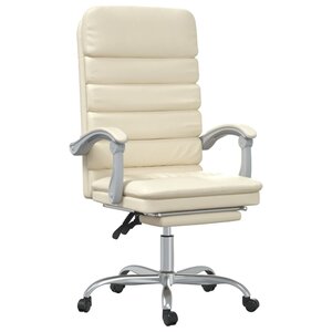 vidaXL Fauteuil de massage inclinable de bureau Crème Similicuir