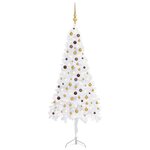 vidaXL Arbre de Noël artificiel d'angle LED et boules Blanc 240 cm PVC