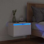 vidaXL Table de chevet murale avec lumières LED blanc