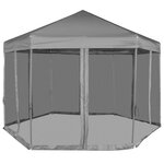 vidaXL Chapiteau hexagonal avec 6 parois latérales Gris 3 6x3 1 m