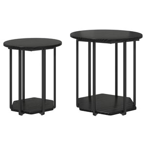 Table d'appoint vidaXL 2 pièces Bois d'ingénierie chêne noir et métal