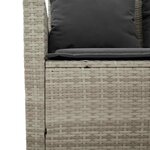 vidaXL Canapé de jardin 2places coussins et table gris clair polyrotin