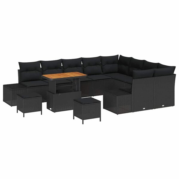 vidaXL Ensemble de canapé de jardin 12 Pièces Noir 90 x 55 x 71 cm