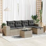 vidaXL Salon de jardin 6 Pièces avec coussins gris clair résine tressée