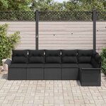 vidaXL Ensemble de canapé de jardin avec coussin 6 Pièces Noir Poly rotin