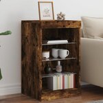 vidaXL Buffet avec lumières LED chêne fumé 41x37x67 cm