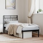 vidaXL Cadre de lit métal sans matelas avec tête de lit noir 75x190 cm