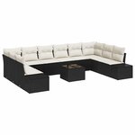vidaXL Ensemble de canapé de jardin avec coussin 11 Pièces Noir et crème