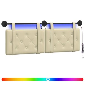 vidaXL Tête de lit suspendue Avec lumière LED Crème Simili cuir