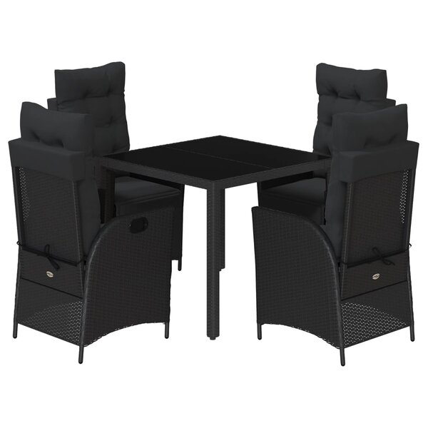 vidaXL Ensemble à manger de jardin coussins 5Pièces Noir Résine tressée
