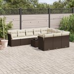 vidaXL Salon de jardin et coussins 11 Pièces marron résine tressée