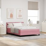 Lit à ressort vidaXL avec matelas Rose 160x200 cm Velours
