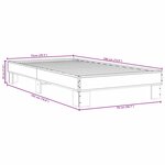vidaXL Cadre de lit chêne fumé 75x190 cm bois d'ingénierie et métal