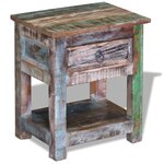 vidaXL Table d'appoint 1 tiroir Bois de récupération massif 43x33x51cm