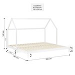Lit cabane enfant 90x200 cm blanc extensible en lit double avec sommier