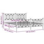 vidaXL Cadre de lit métal sans matelas et pied de lit blanc 180x200 cm