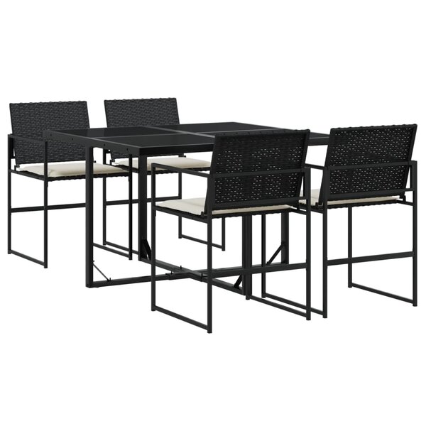 vidaXL Ensemble à manger de jardin coussins 5Pièces noir résine tressée