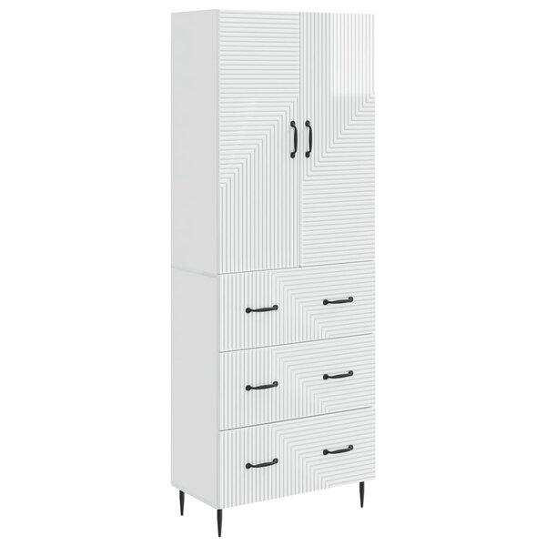 vidaXL Ensemble de Meubles 2 Pièces Blanc brillant 66 x 34 5 x 90 cm