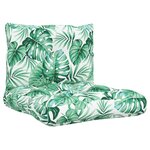vidaXL Coussins de palette lot de 2 motif de feuilles tissu