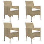 vidaXL Ensemble à manger de jardin 5 Pièces Résine tressée et verre Beige