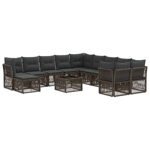 vidaXL Ensemble de canapé de jardin 12 pc Gris polyrotin