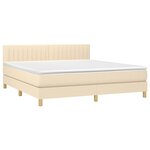 vidaXL Sommier à lattes de lit avec matelas Crème 160x200 cm Tissu