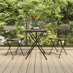 vidaXL Ensemble de bistro pliable 3 Pièces Gris Résine tressée