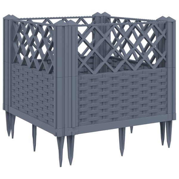 vidaXL Jardinière avec piquets gris 43 5x43 5x43 5 cm PP