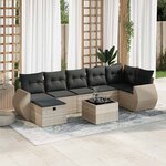 vidaXL Salon de jardin 8 Pièces avec coussins gris clair résine tressée
