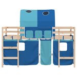 vidaXL Lit mezzanine enfants avec tunnel sans matelas bleu 90x200 cm