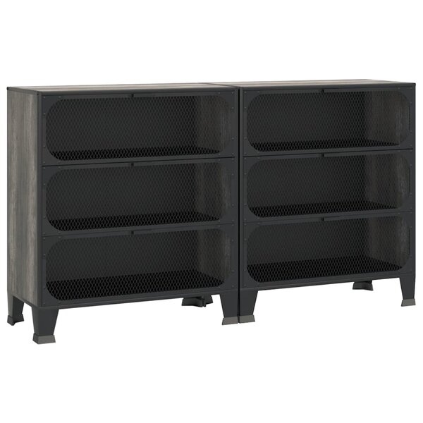 vidaXL Armoires de rangement 2 Pièces Gris 72x36x82 cm Métal et MDF