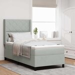 vidaXL Lit à Ressorts avec Matelas LED Gris clair 90 x 190 cm Velours