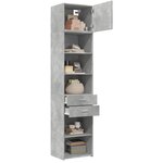 vidaXL Armoire de rangement mince gris béton 50x42 5x225 cm