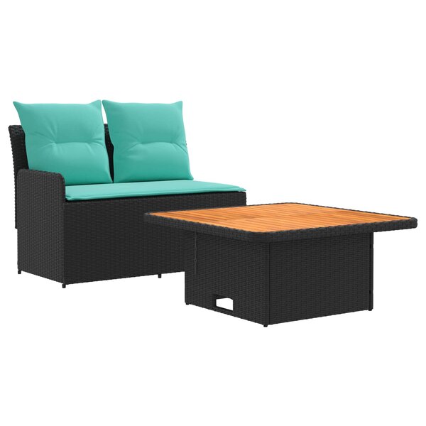 vidaXL Canapé de jardin avec accoudoirs et table relevable 2 Pièce