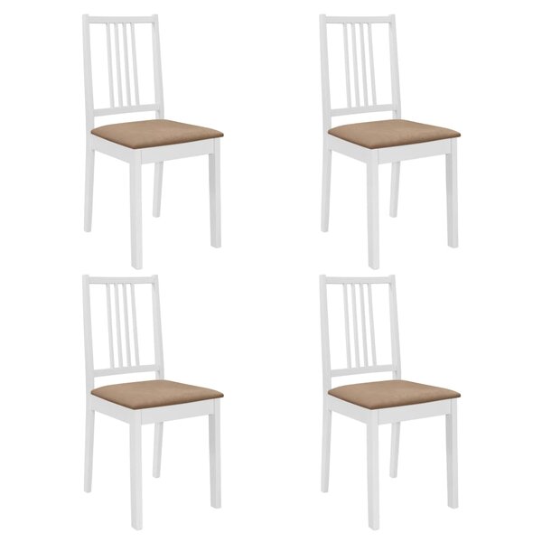 vidaXL Chaises à manger avec coussins lot de 4 blanc bois solide