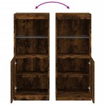vidaXL Buffet avec lumières LED chêne fumé 41x37x100 cm