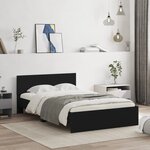 vidaXL Cadre de lit avec tête de lit noir 135x190 cm