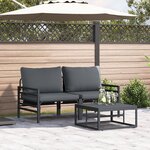 vidaXL Ensemble de canapé de jardin 3 Pièces Anthracite Acier