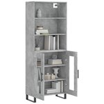 vidaXL Buffet haut Gris béton 69 5x34x180 cm Bois d'ingénierie
