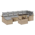 vidaXL Ensemble de canapé de jardin 8 Pièces Beige Poly rotin