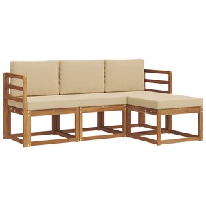vidaXL Ensemble de canapés d'extérieur 4 pc Naturel et Beige