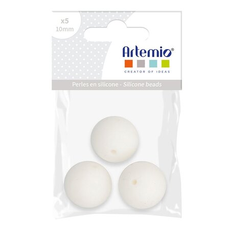 3 perles silicone rondes - 15 mm - blanc